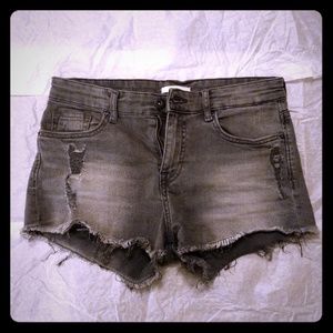 H&M Gray Shorts Frayed Distressed Denim 0 25 4 XS